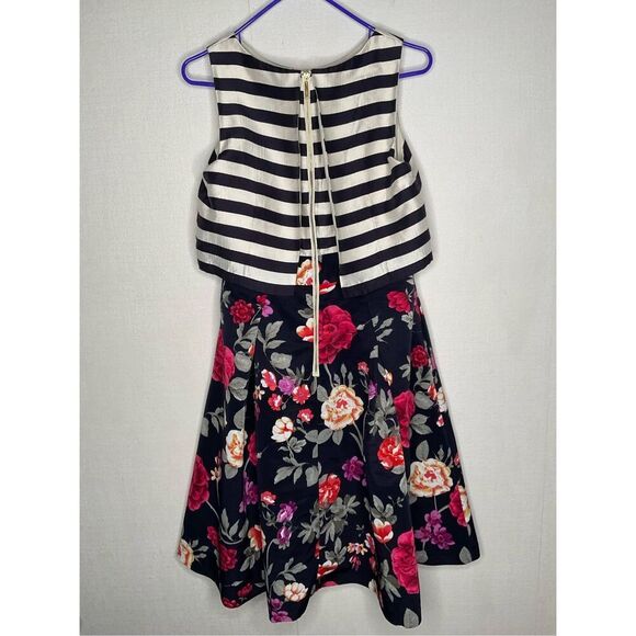 Moulinette Soeurs Anthropologie size 6 Dress Split Print Stripes Floral Cocktail - Picture 5 of 10